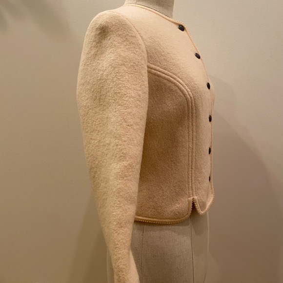 Geiger Womens Knit Cream Knit Blazer / Jacket w Crew Neck and Silver Buttons /S - Picture 8 of 16